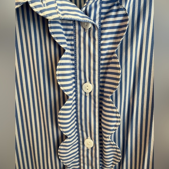 Stitch Fix—Scalloped blue and white preppy button down - Picture 1 of 5